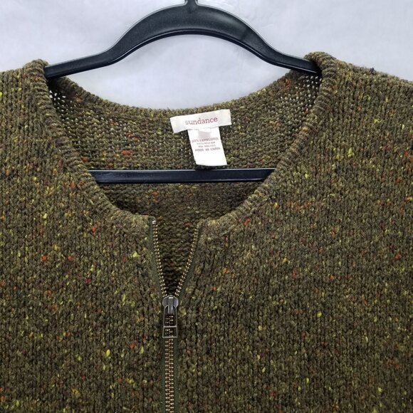 Sundance Full Zip Sweater Women's S Speckled Green Lambs Wool Cardigan Oversized - Picture 3 of 16